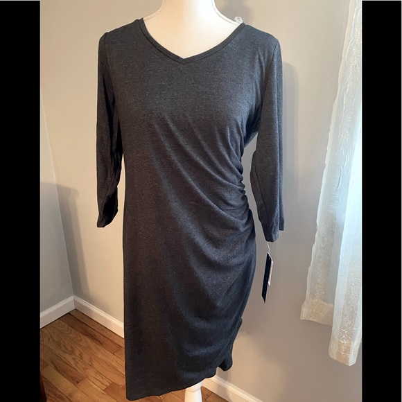 Scarlett Dresses & Skirts - Scarlett Brand Dark Gray V-Neck Midi Dress Size Large
